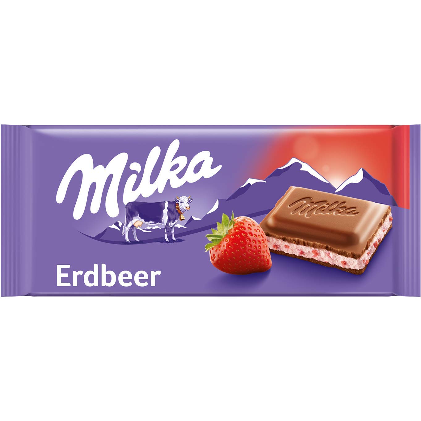 100g Tafel, Zartschmelzende Milka Tafel Schokolade mit Erdbeercreme
